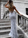 Mermaid Spaghetti Strap Floor-Length Tulle Sequined Prom Dresses HX00127