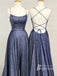 Spaghetti Straps A-line Prom Dresses Sequined Long Prom Gowns PD404