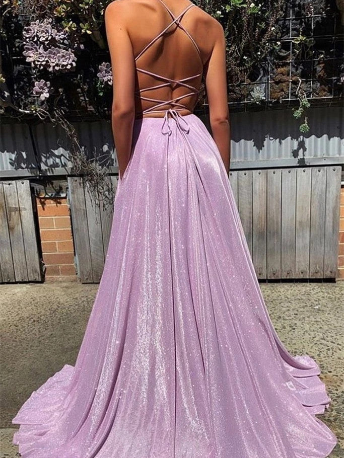 Sexy Lace A-line Prom Dresses With Spaghetti Straps PD447