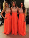 BohoProm Bridesmaid Dress A-line  Scoop-Neck Floor-Length Chiffon Sequined Two Piece Bridesmaid Dresses 2845