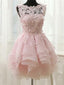 Delicate Lace & Chiffon Bateau Neckline A-line Homecoming Dresses With Appliques HD114