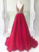 BohoProm prom dresses A-line  V-Neck Sweep Train Taffeta Sequined Prom Dresses 2846