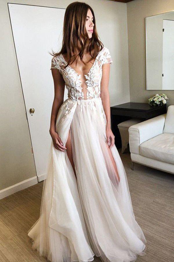 A line wedding hot sale dress cap sleeve