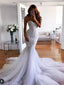 Mermaid Sweetheart Sweep Train Tulle Appliqued Wedding Dresses ASD26731