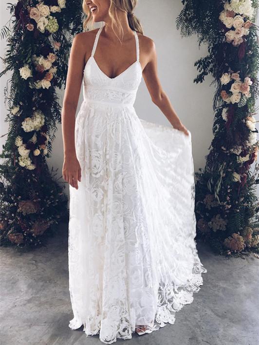 Lace Wedding Dress, Simple Wedding Dress, A-line Wedding Dress