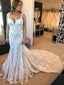 Wonderful Lace Spaghetti Straps Neckline Mermaid Wedding Dresses With Appliques WD032