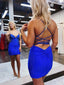 Royal Blue Sparkly Short Prom Dress Rhinestone Backless Short Homecoming Dress PD2965