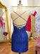 $79.99 Backless Sparkly Short Prom Dress Sequins Short Homecoming Dress PD2968