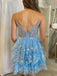 $139.99 Sky Blue Sweetheart Neck Layered Sequins Lace Homecoming Dress Short Prom Dress PD2985