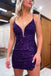 Sheath/Column V neck Fully Sequins Short Homecoming Dress Bodycon Short Party Dress PD2963