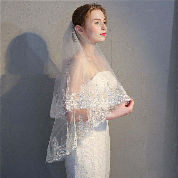 Popular Tulle Wedding Veils Appliqued Lace Wedding Veils WV001