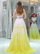 A-Line Scoop-neck Sweep Train Chiffon Appliqued Two Piece Prom Dress 3095
