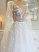 $268.99 3D Flowers See Through Bodice Bridal Gown V Neck Wedding Dress with Detachable Sleeves WD1907