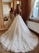 $298.99 V Neck A Line Ball Gown Wedding Dress Appliqued Lace Wedding Gown WD1909