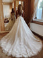 V Neck A Line Ball Gown Wedding Dress Appliqued Lace Wedding Gown WD1909
