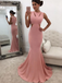Trumpet/Mermaid Grecian Chapel Train Jersey  Prom Dresses 2856