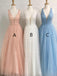 Shining Tulle V-neck Neckline Floor-length A-line Bridesmaid Dresses With Beadings BD013