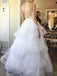 A-line Deep-V Floor-Length Organza Lace Beaded  Wedding Dresses ABC0002
