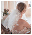 Sweet Waist Length Tulle Chiffon Flower Crystal Beads Wedding Veil WV029