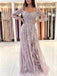 Dusty Rose 2 in 1 Square Neck A Line Prom Gown Sequins Prom Dress with Long Sleeves PD2864