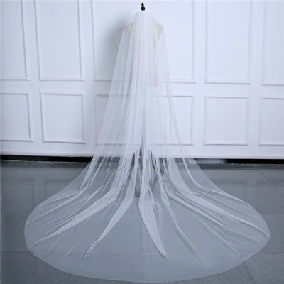 Simple Tulle Cathedral Train Wedding Veil WV004