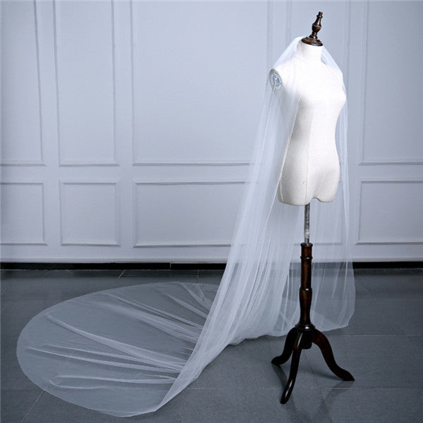 Simple Tulle Cathedral Train Wedding Veil WV004