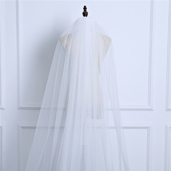 Simple Tulle Cathedral Train Wedding Veil WV004