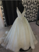 A-line V-neck Floor-Length Tulle Wedding Dresses With Sequins HX0066