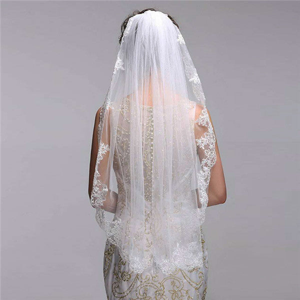 Charming Tulle Wedding Veil With Appliques WV006