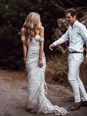 Mock Neck Corset Mermaid Wedding Dress, Sweetheart Neck Low Open Back Boho Bridal  Dress, Beaded Sparkle Bohemian Bride Gown With Long Train, -  Norway