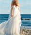 A-line Off-Shoulder Floor-Length Chiffon Ivory Simple Wedding Dress APD2728