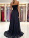 $189 Strapless Sweetheart Neck Prom Gown with High Slit Black Prom Dress PD2866