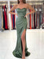 Dusty Sage Strapless Trumpet Prom Dress Thigh Slit Mermaid Prom Gown PD2867