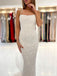 $169.99 Spaghetti Straps Pearl White Prom Dresses Sparkly Sheath Formal Dress PD2868