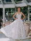 3D Floral Lace Ball Gown Wedding Gown V Neck Floor Length Wedding Dress WD1917
