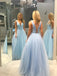 Shining Tulle V-neck Neckline Floor-length A-line Bridesmaid Dresses With Beadings BD013