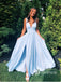 Elegant Spandex V-neck Neckline A-line Bridesmaid Dresses With Slit BD051