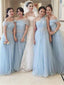 Graceful Tulle Appliqued Floor-length A-line Bridesmaid Dresses BD106