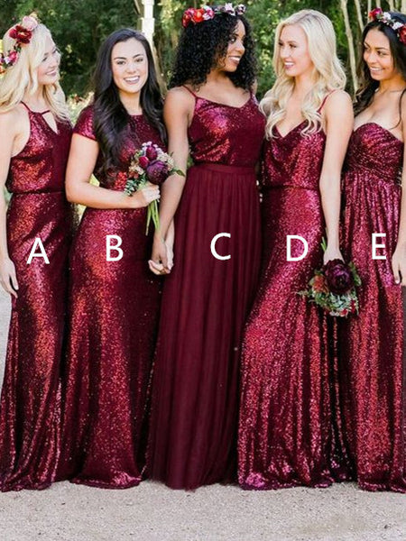 Maroon sequin store bridesmaid dress