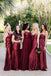 Sparkly Sequined Multi Choice Sweep Train Burgundy Bridesmaid Dresses BD111