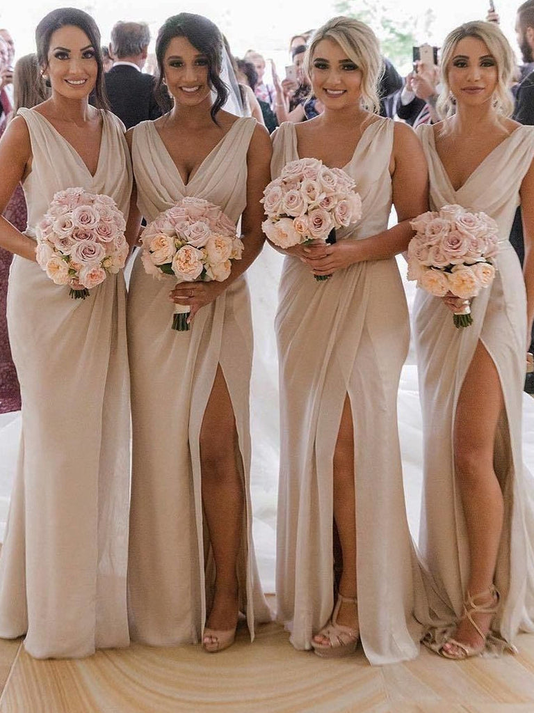 short champagne chiffon bridesmaid dresses
