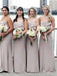 Delicate Chiffon A-line Bridesmaid Dresses Spaghetti Straps Gowns BD125
