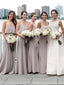 Delicate Chiffon A-line Bridesmaid Dresses Spaghetti Straps Gowns BD125