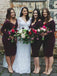 Simple V-neck Sheath Bridesmaid Dresses With Long Sleeves BD131