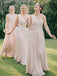Alluring Chiffon A-line Bridesmaid Dresses Long Sleeveless Gowns BD135