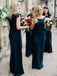 Bateau Sheath Bridesmaid Dresses With Cap Sleeves Long Gowns BD138