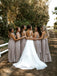 Multi Neckline Chiffon A-line Bridesmaid Dresses With Sweep Train BD140