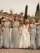 A-line Halter Pleated Sleeveless Bridesmaid Dresses Chiffon Long Gowns BD150