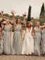 A-line Halter Pleated Sleeveless Bridesmaid Dresses Chiffon Long Gowns BD150