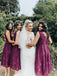 Elegant Lace V-Neckline Tea-length A-line Bridesmaid Dress BD163